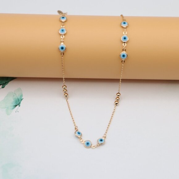 "Rose Gold Evil Eye Necklace with Chain, XPNL0119 - Picture 3 of 12